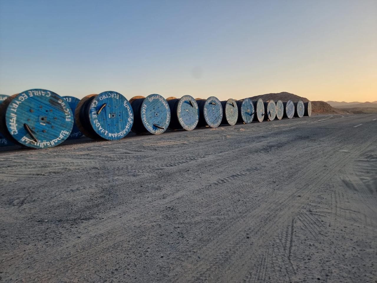 Electrical cable reels on site