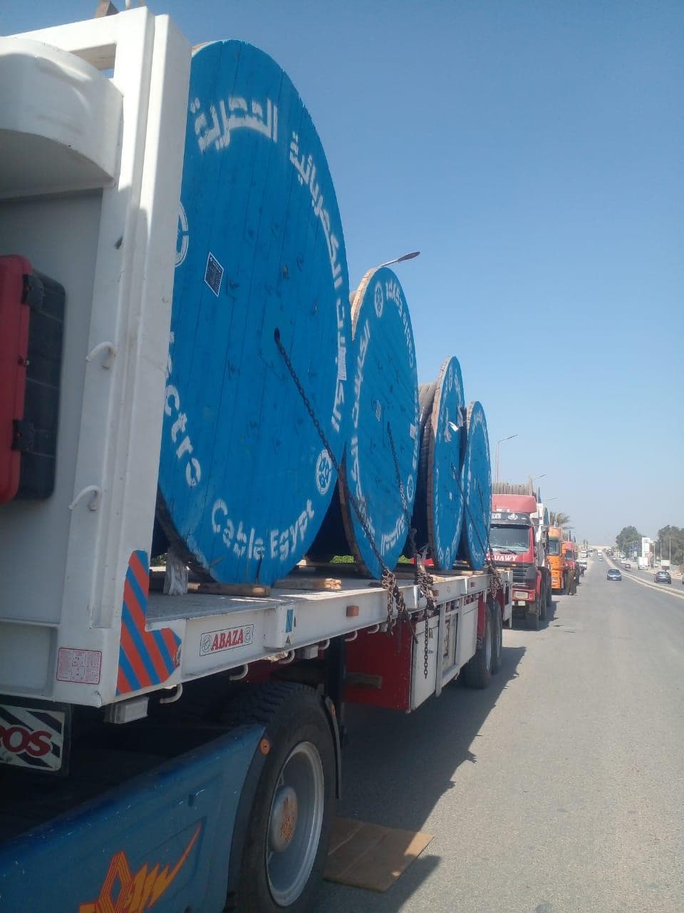 Cable reels loaded on truck